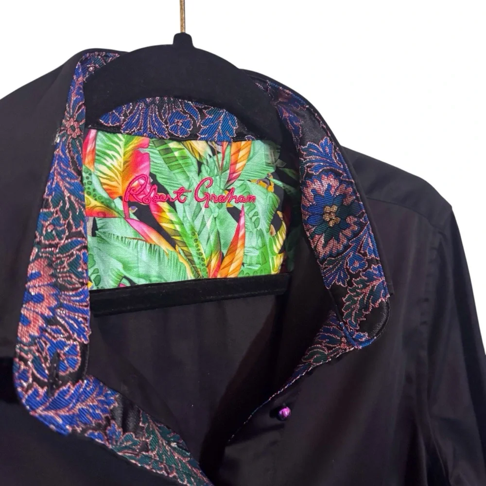 ❌❌❌❌Robert Graham Large Parrot Priscilla Button Up Shirt Top Paisley Cuff Womens - Picture 6 of 10